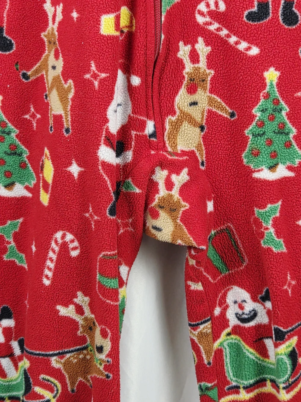 The Children's Place Red Christmas Santa & Reindeer Onesie Pajamas Large 10/12